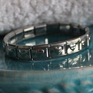 Dolceoro Recessed Heart Starter Italian Modular Charm Bracelet, 9mm Stainless St